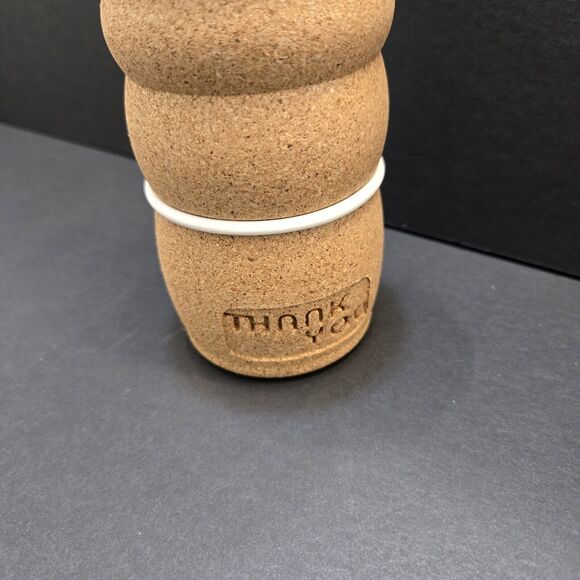 NEW Thank You Brand Drinking Bottle Cork Wrap .3l W/Large Opening Wood Lid - Picture 4 of 14